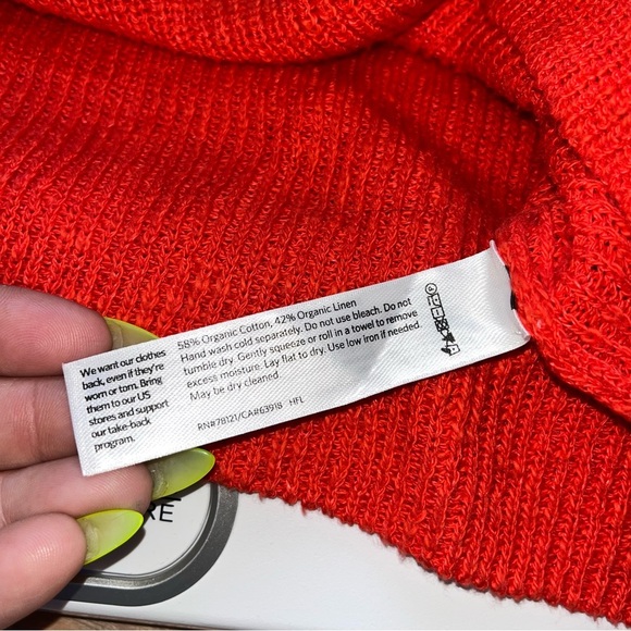 Eileen Fisher Short Sleeve Orange Organic Cotton Linen Sweater Loose Fit Boxy - Picture 5 of 8